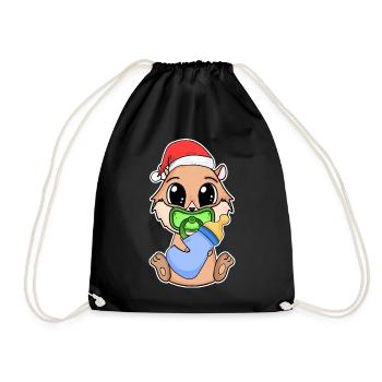 Guinea Pig Baby Christmas Guinea Pig - Drawstring Bag - black - Front