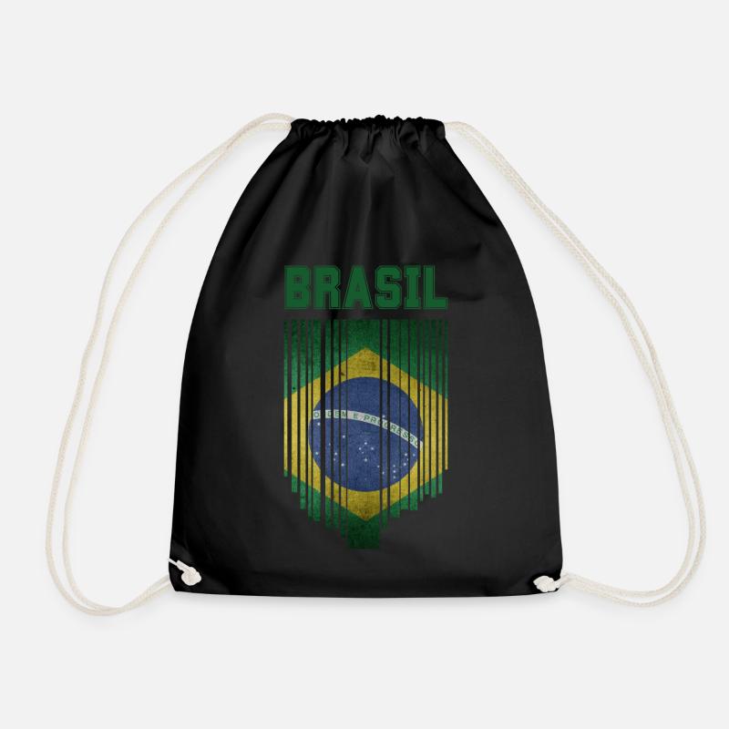 Brazilian flag, Brazilian pride - Drawstring Bag - black