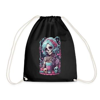 E-girl Pastel Goth Anime Kawaii Dia de Muertos - Sac de sport léger - noir - Devant