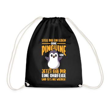 Pinguin - Turnbeutel - Schwarz - Vorne