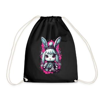 Goth Bunny Kawaii Pastel gothique Design - Sac de sport léger - noir - Devant