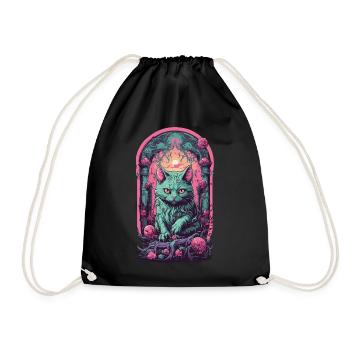Gloomy Gothic Cat Halloween Aesthetic Cats - Drawstring Bag - black - Front