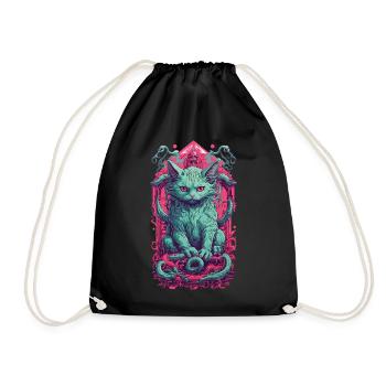 Creepy Demons Cat Halloween Underworld Design - Drawstring Bag - black - Front