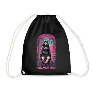 Esthétique Goth Girl Anime Occulte et Sombre - Sac de sport léger - noir - Devant