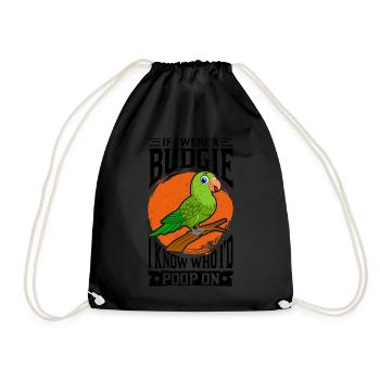 Papagei Sittich - Turnbeutel - Schwarz - Vorne