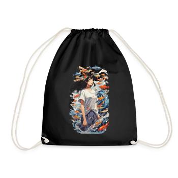 Anime Vaporwave Tokyo Dream Fish Design - Sac de sport léger - noir - Devant
