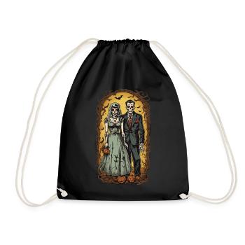 Vintage Halloween Zombie goule jeunes mariés - Sac de sport léger - noir - Devant