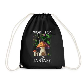 Maison champignon - World of Fantasy blanc - Sac de sport léger - noir - Devant