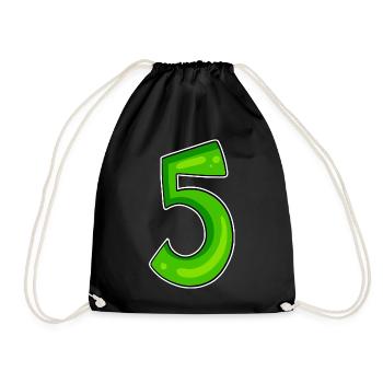 Number 5 Number Green - Drawstring Bag - black - Front