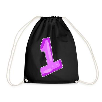 number 1 motif - Drawstring Bag - black - Front
