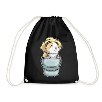 Guinea pig farmer bucket farm - Drawstring Bag - black - Front