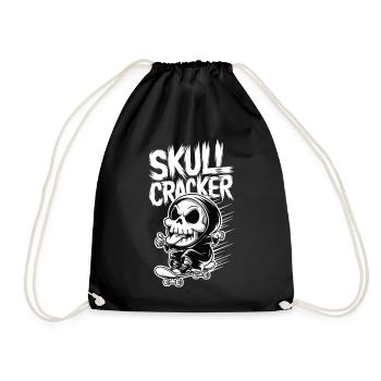 Skull Cracker Skateboard - Drawstring Bag - black - Front