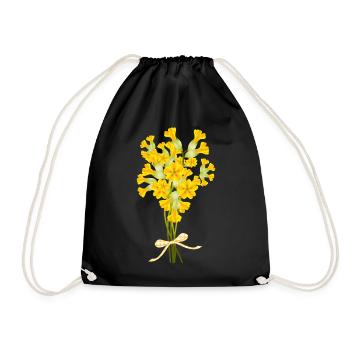 Cowslip Bouquet - Spring Illustration - Drawstring Bag - black - Front