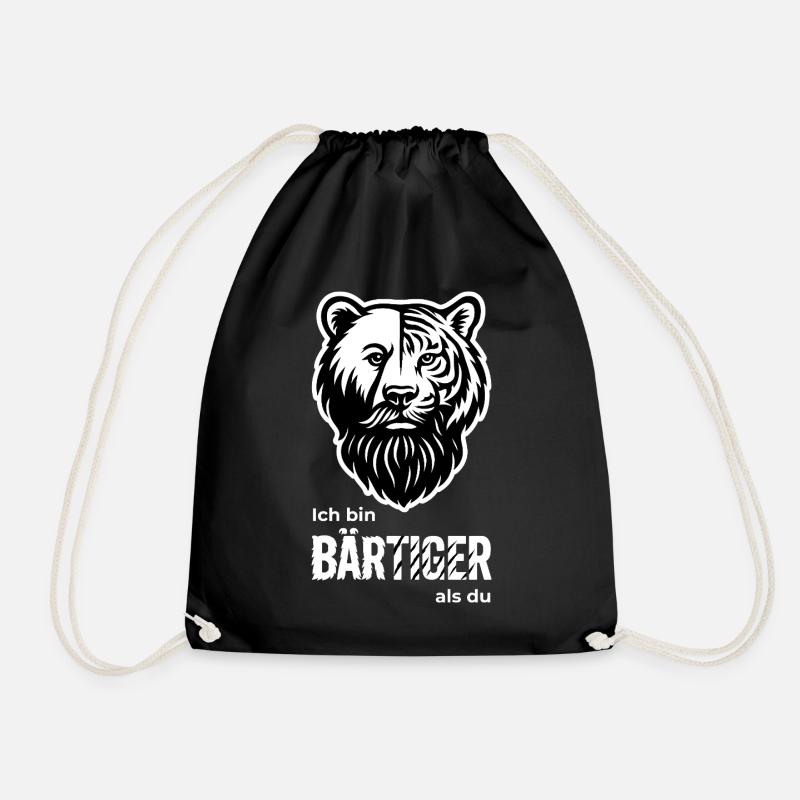 BÄRTIGER Bär & Tiger Bart-Wortspiel - Turnbeutel - Schwarz