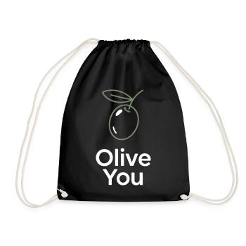 Olive You – Clean Minimal - Drawstring Bag - black - Front