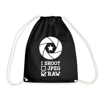 I Shoot Fotografie – Kamera Design für Fotografen - Turnbeutel - Schwarz - Vorne