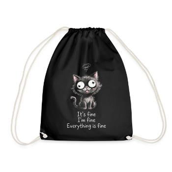 It's Fine I'm Fine Everything is Fine Katzen - Turnbeutel - Schwarz - Vorne