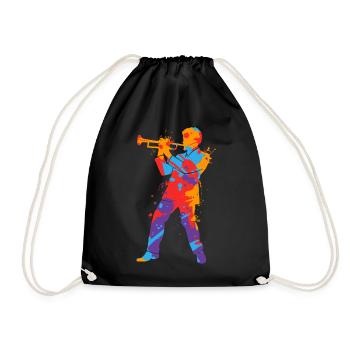 Trumpet colorful trumpet player children trumpeter - Drawstring Bag - black - Front