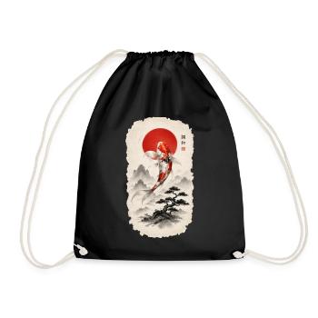 Koi im Japan-Stil  Zen & Harmonie - Turnbeutel - Schwarz - Vorne