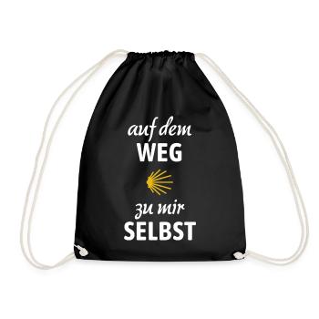 Auf dem Weg zu mir selbst | Jakobsweg, Pilger - Turnbeutel - Schwarz - Vorne