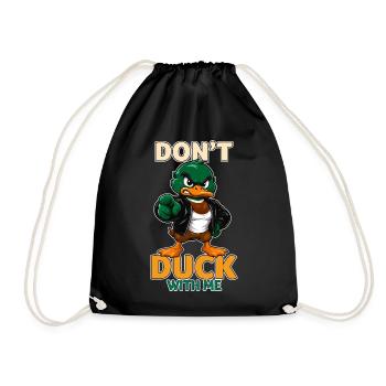Don't Duck With Me Funny Angry Mallard Duck - Drawstring Bag - black - Front