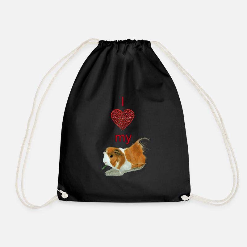 I love my guinea pig - Drawstring Bag - black