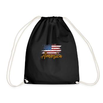 USA - Turnbeutel - Schwarz - Vorne
