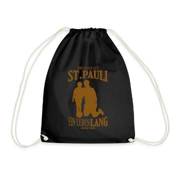 St. Pauli Fußball Fans Geschenk - Turnbeutel - Schwarz - Vorne