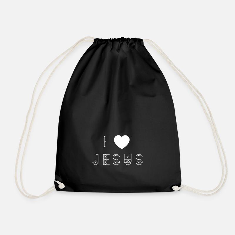 I love Jesus-zilap white - Drawstring Bag - black