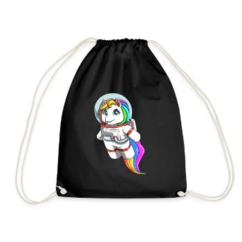 Friendly unicorn as an astronaut - Drawstring Bag - black - Front