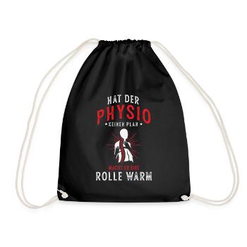 If the physio has no plan, he warms up a roll - Drawstring Bag - black - Front