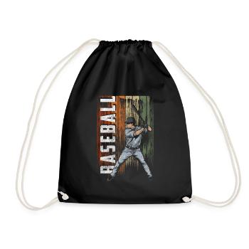 Baseball Ball Player Pitching - Drawstring Bag - black - Front