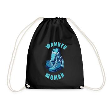 Wanderwoman Woman Hiking Backpack Bagpack Gift - Drawstring Bag - black - Front