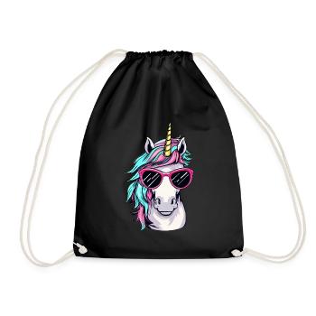Cooles Einhorn-Portrait mit Sonnenbrille - Turnbeutel - Schwarz - Vorne