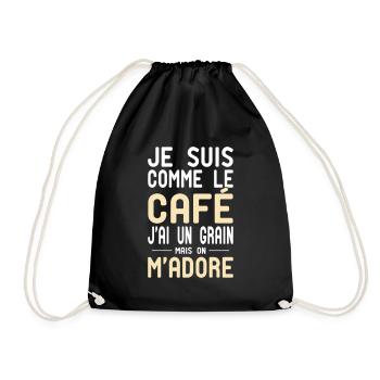 Comme le café j'ai un grain mais on m'adore - Sac de sport léger - noir - Devant