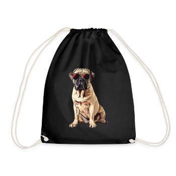 English Mastiff, Dog, Sunglasses, Summer - Drawstring Bag - black - Front