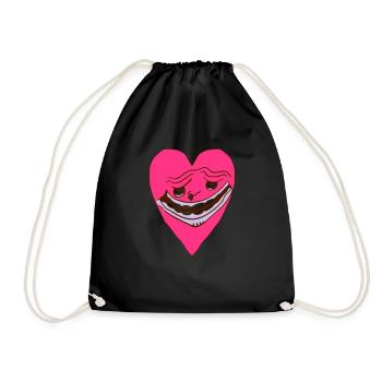 Heart Grimace - Ugly Heart Face - Drawstring Bag - black - Front