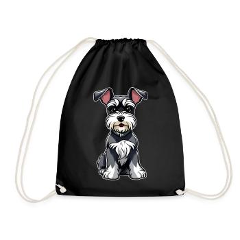 Cute little schnauzer dog - Drawstring Bag - black - Front