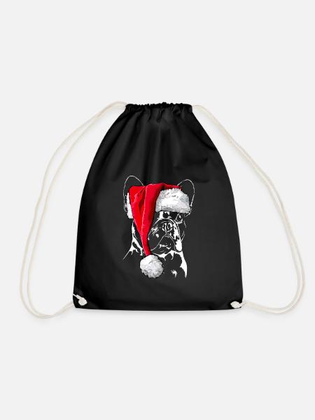 Santa FRANZÖSISCHE BULLDOGGE Weihnachten Wilsigns - Turnbeutel - Schwarz