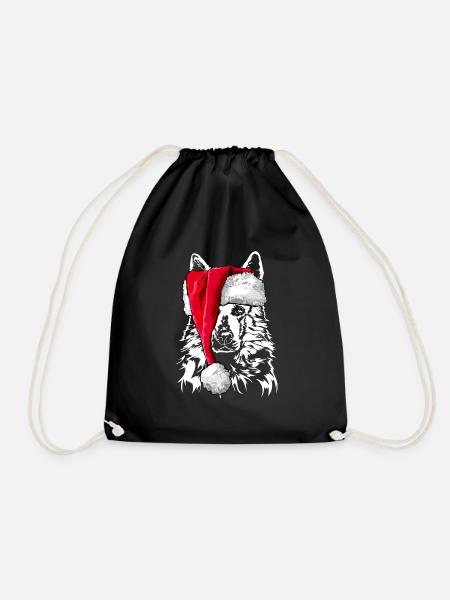 Santa WEISSER SCHWEIZER SCHÄFERHUND Weihnachten - Turnbeutel - Schwarz