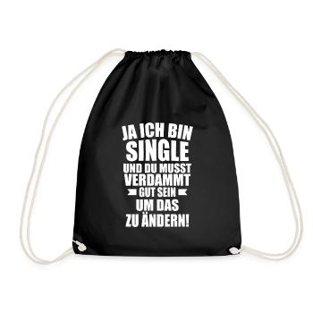 Single Spruch Lustig witzig - Turnbeutel - Schwarz - Vorne