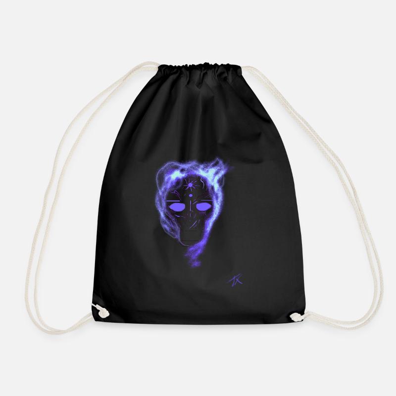 Wolf's head in violet - Drawstring Bag - black