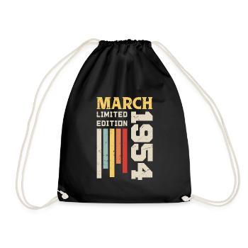 March 1954 - Birthday Gift March 1954 Anniv - Drawstring Bag - black - Front