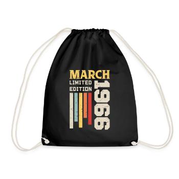 March 1966 - Birthday Gift March 1966 Anniv - Drawstring Bag - black - Front