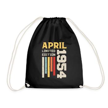 April 1954 - Birthday Gift April 1954 April - Drawstring Bag - black - Front