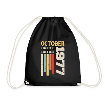 Oktober 1977 - Oktober 1977 Geburtstagsgeschenk - Turnbeutel - Schwarz - Vorne
