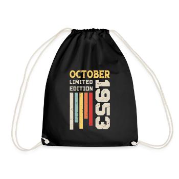 October 1953 - October 1953 Anniversary Gift - Drawstring Bag - black - Front