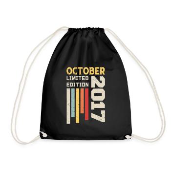 October 2017 - October 2017 Birthday Gift - Drawstring Bag - black - Front
