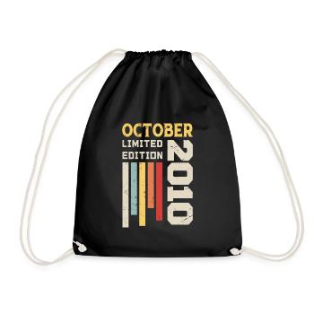 October 2010 - October 2010 Birthday Gift - Drawstring Bag - black - Front