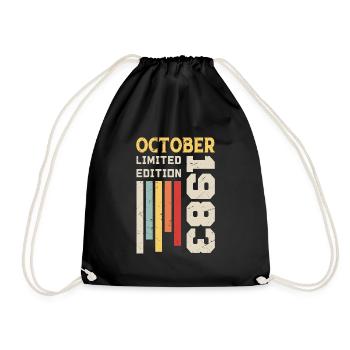 October 1983 - October 1983 Birthday Gift - Drawstring Bag - black - Front